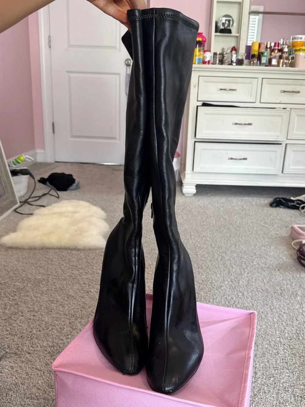 Steve Madden Black Over-the-Knee Block Heel Boots